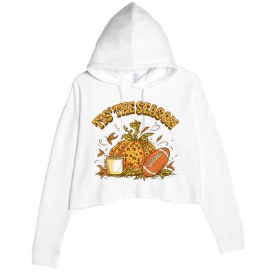 Cozy Fall Football Lovers Pumpkin Spice Thanksgiving Crop Fleece Hoodie