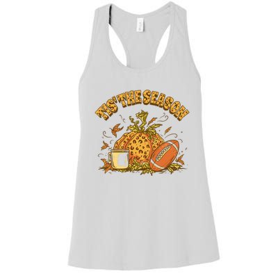 Cozy Fall Football Lovers Pumpkin Spice Thanksgiving Women's Racerback Tank