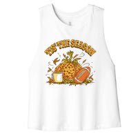 Cozy Fall Football Lovers Pumpkin Spice Thanksgiving Women's Racerback Cropped Tank