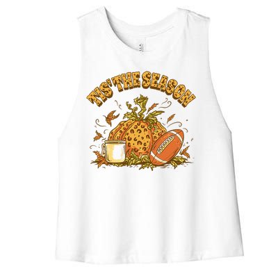 Cozy Fall Football Lovers Pumpkin Spice Thanksgiving Women's Racerback Cropped Tank