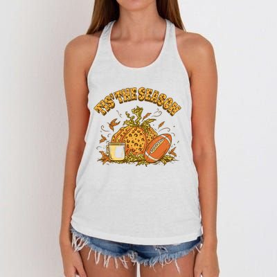 Cozy Fall Football Lovers Pumpkin Spice Thanksgiving Women's Knotted Racerback Tank