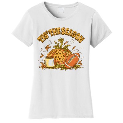 Cozy Fall Football Lovers Pumpkin Spice Thanksgiving Women's T-Shirt