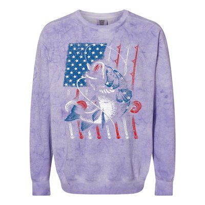 Cool Fishing For American Flag USA Fish Lover Colorblast Crewneck Sweatshirt