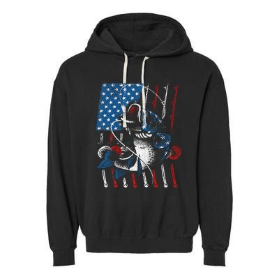 Cool Fishing For American Flag USA Fish Lover Garment-Dyed Fleece Hoodie