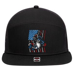 Cool Fishing For American Flag USA Fish Lover 7 Panel Mesh Trucker Snapback Hat