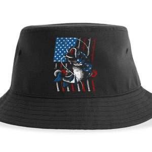 Cool Fishing For American Flag USA Fish Lover Sustainable Bucket Hat