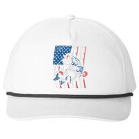 Cool Fishing For American Flag USA Fish Lover Snapback Five-Panel Rope Hat