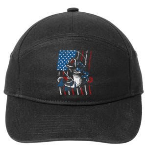 Cool Fishing For American Flag USA Fish Lover 7-Panel Snapback Hat