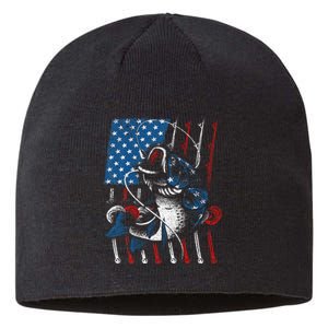 Cool Fishing For American Flag USA Fish Lover Sustainable Beanie