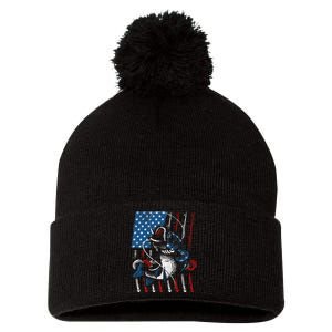 Cool Fishing For American Flag USA Fish Lover Pom Pom 12in Knit Beanie