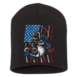 Cool Fishing For American Flag USA Fish Lover Short Acrylic Beanie