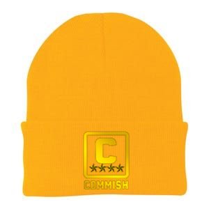 Commish Fantasy Football Logo Back And Front Pocket Logo Knit Cap Winter Beanie