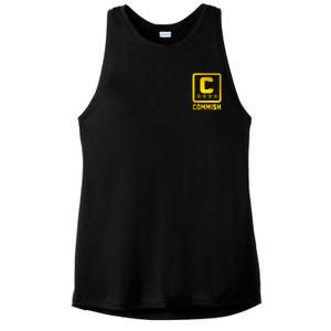 Commish Fantasy Football Logo Back And Front Pocket Logo Ladies PosiCharge Tri-Blend Wicking Tank