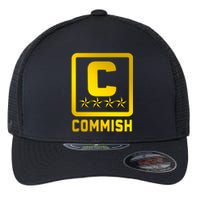 Commish Fantasy Football Logo Back And Front Pocket Logo Flexfit Unipanel Trucker Cap