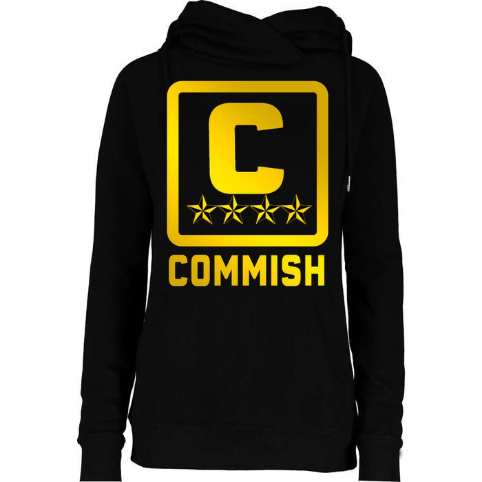 Commish Fantasy Football Logo Back And Front Pocket Logo Womens Funnel Neck Pullover Hood