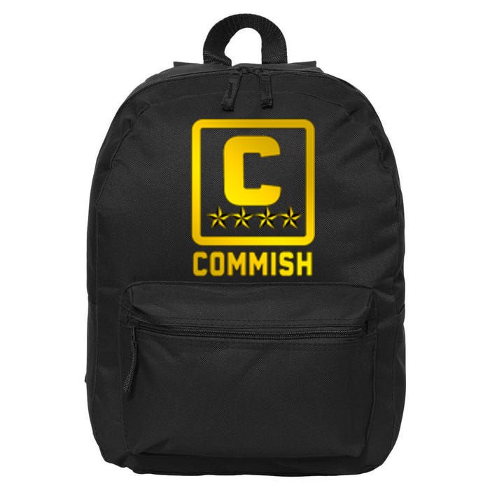 Commish Fantasy Football Logo Back And Front Pocket Logo 16 in Basic Backpack