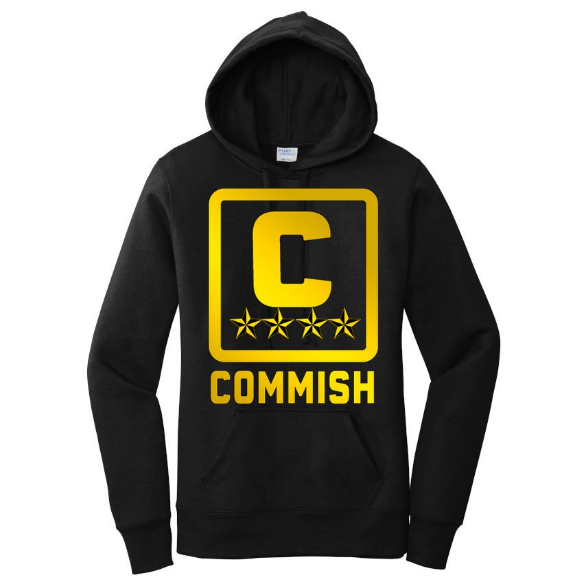 Commish Fantasy Football Logo Back And Front Pocket Logo Women's Pullover Hoodie