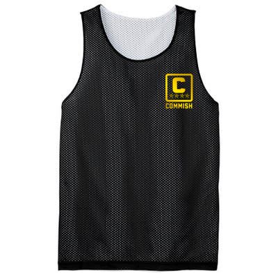 Commish Fantasy Football Logo Back And Front Pocket Logo Mesh Reversible Basketball Jersey Tank