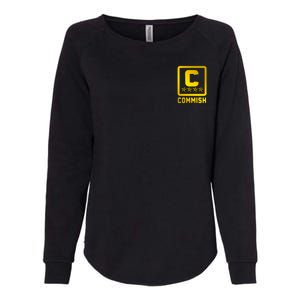 Commish Fantasy Football Logo Back And Front Pocket Logo Womens California Wash Sweatshirt