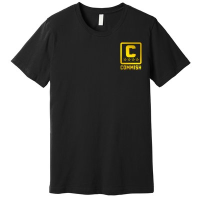 Commish Fantasy Football Logo Back And Front Pocket Logo Premium T-Shirt