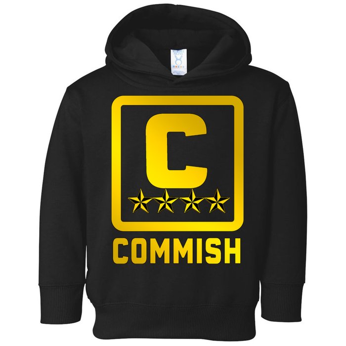 Commish Fantasy Football Logo Back And Front Pocket Logo Toddler Hoodie