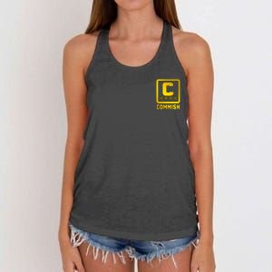 Commish Fantasy Football Logo Back And Front Pocket Logo Women's Knotted Racerback Tank