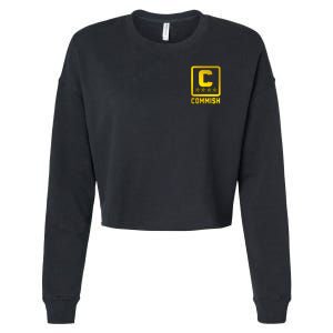 Commish Fantasy Football Logo Back And Front Pocket Logo Cropped Pullover Crew