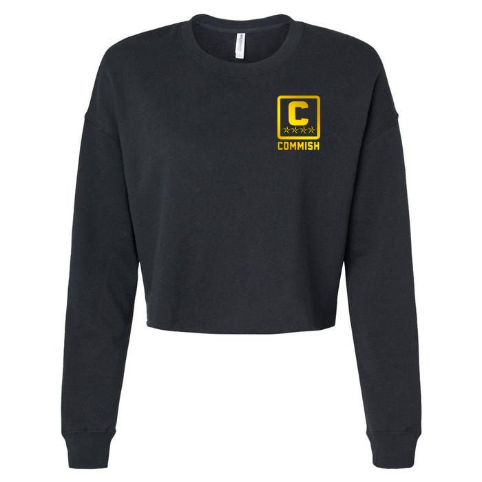 Commish Fantasy Football Logo Back And Front Pocket Logo Cropped Pullover Crew