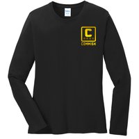 Commish Fantasy Football Logo Back And Front Pocket Logo Ladies Long Sleeve Shirt