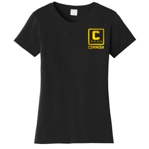 Commish Fantasy Football Logo Back And Front Pocket Logo Women's T-Shirt