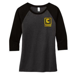 Commish Fantasy Football Logo Back And Front Pocket Logo Women's Tri-Blend 3/4-Sleeve Raglan Shirt