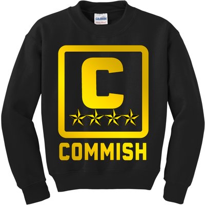 Commish Fantasy Football Logo Back And Front Pocket Logo Kids Sweatshirt