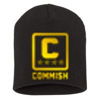 Commish Fantasy Football Logo Back And Front Pocket Logo Short Acrylic Beanie