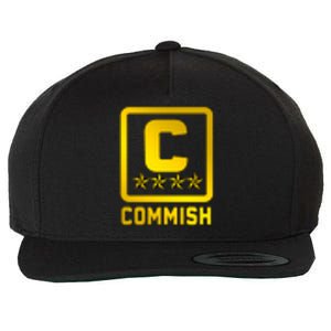 Commish Fantasy Football Logo Back And Front Pocket Logo Wool Snapback Cap