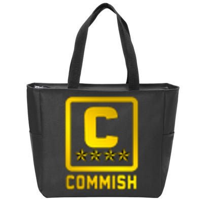 Commish Fantasy Football Logo Back And Front Pocket Logo Zip Tote Bag