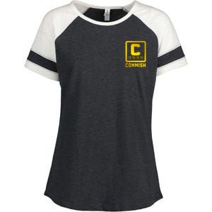 Commish Fantasy Football Logo Back And Front Pocket Logo Enza Ladies Jersey Colorblock Tee