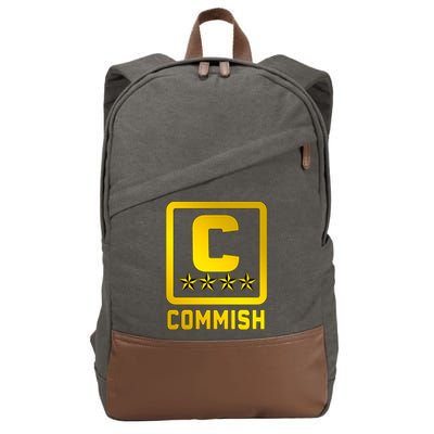 Commish Fantasy Football Logo Back And Front Pocket Logo Cotton Canvas Backpack