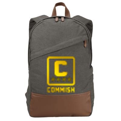 Commish Fantasy Football Logo Back And Front Pocket Logo Cotton Canvas Backpack