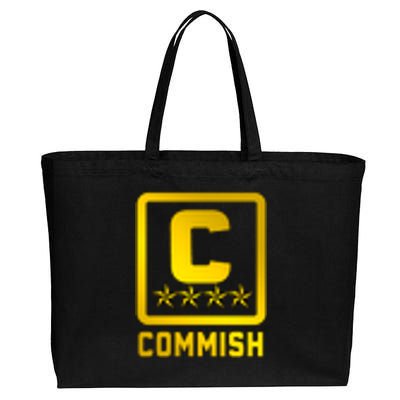 Commish Fantasy Football Logo Back And Front Pocket Logo Cotton Canvas Jumbo Tote