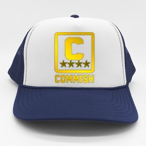 Commish Fantasy Football Logo Back And Front Pocket Logo Trucker Hat