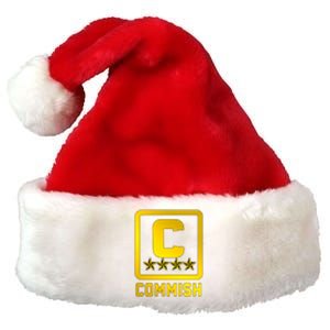 Commish Fantasy Football Logo Back And Front Pocket Logo Premium Christmas Santa Hat