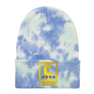 Commish Fantasy Football Logo Back And Front Pocket Logo Tie Dye 12in Knit Beanie