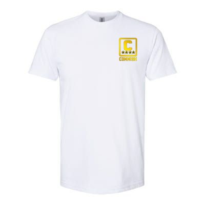 Commish Fantasy Football Logo Back And Front Pocket Logo Softstyle® CVC T-Shirt