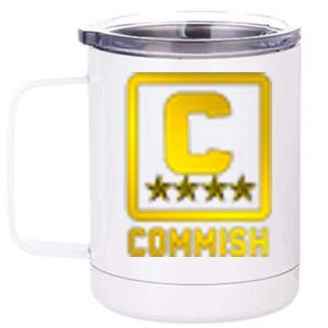 Commish Fantasy Football Logo Back And Front Pocket Logo 12 oz Stainless Steel Tumbler Cup