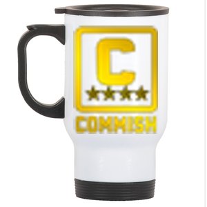 Commish Fantasy Football Logo Back And Front Pocket Logo Stainless Steel Travel Mug