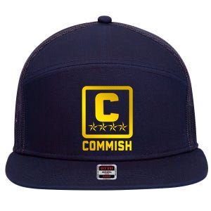 Commissioner Funny Fantasy Football Commish 7 Panel Mesh Trucker Snapback Hat