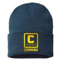 Commissioner Funny Fantasy Football Commish Sustainable Knit Beanie