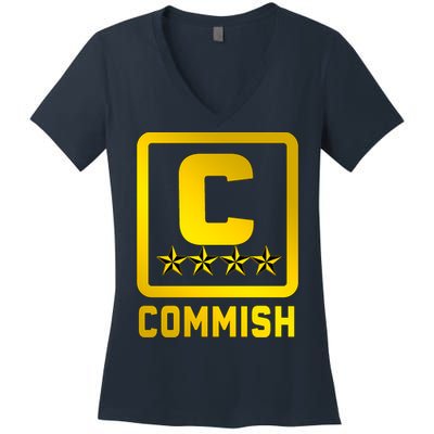 Commissioner Funny Fantasy Football Commish Women's V-Neck T-Shirt