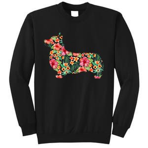 Corgi Flower Funny Dog Silhouette Floral Gifts Sweatshirt