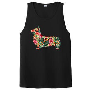 Corgi Flower Funny Dog Silhouette Floral Gifts PosiCharge Competitor Tank